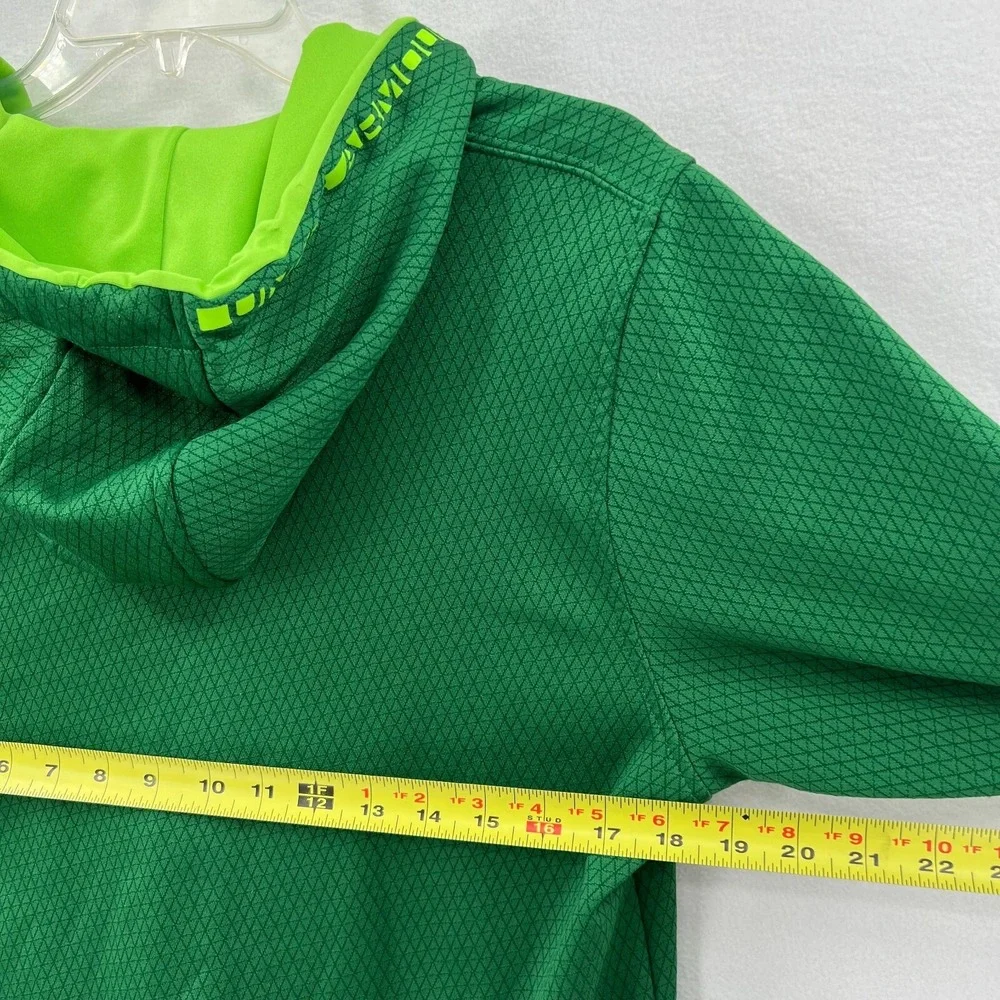 Under Armour Fleece Hoodie Size Small Green Loose Fit Geometric Full Zip Hooded‎
